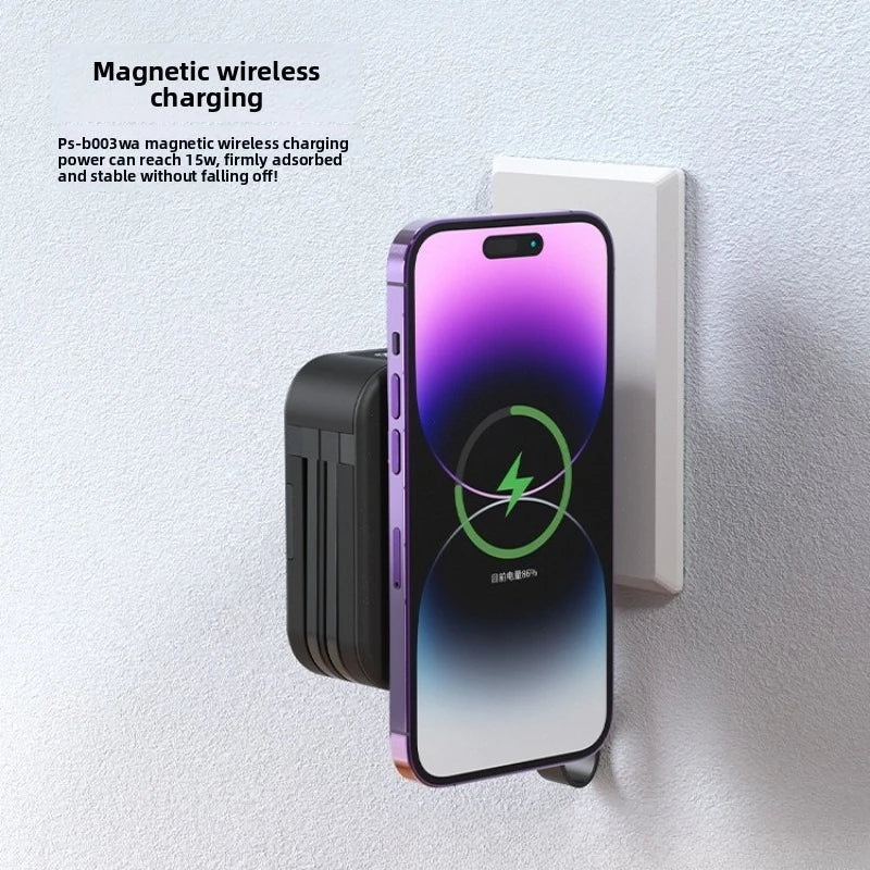 Multifunctional Magnetic Wireless Power Bank 10000Mah With 22.5W Fast Charging | AC Wall Plug-In With 5-In-1 Mobile Power Supply