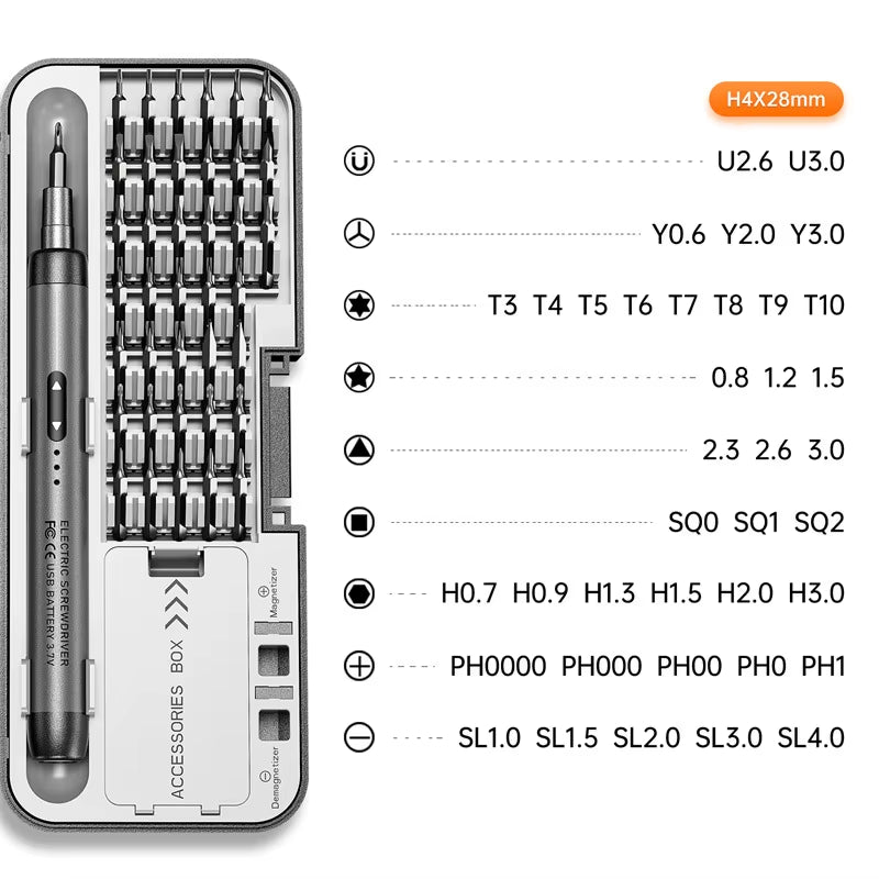 45-In-1 Mini Electric Screwdriver | Steel & Magnetic Tip With Rechargeable and Long-Lasting Battery Life