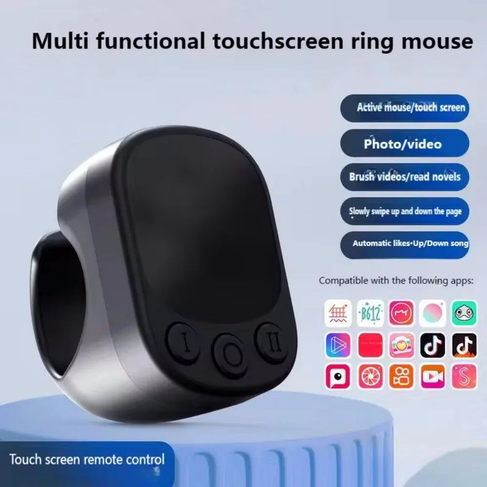 Mini Wireless Remote Ring with Touchpad Scrolling | Bluetooth Page Turner for iPhone, Android, iPad That Is USB Rechargeable