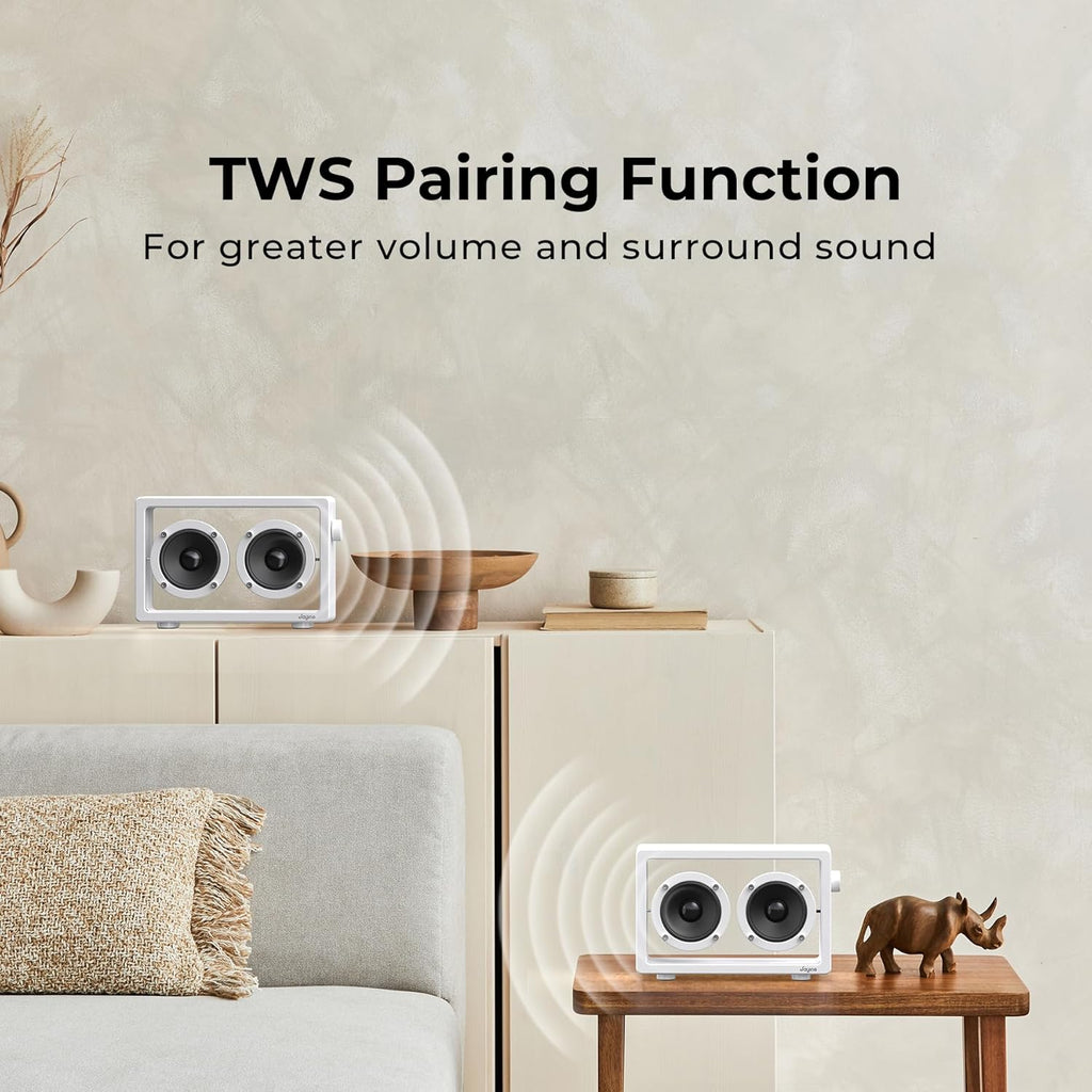 See Through Minimalist Portable Bluetooth Speaker | 16W Wireless & Wired With AUX, Loud, HD Powerful Sound and Wide Compatibility V5.3 for Indoor & Outdoor - White