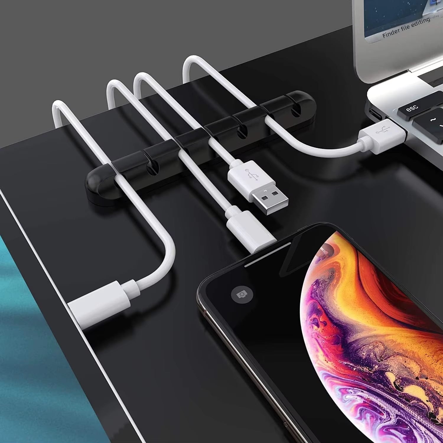 Self-Adhesive Cable Holder | Desktop, Office, Nightstand and Home Cable Management Organizer