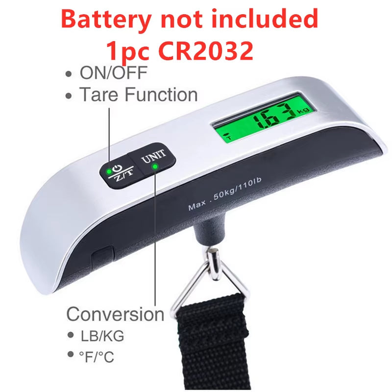 Portable Scale Digital With LCD Display | 110Lb/50Kg Maximum Payload For Measuring Luggage, Suitcases, Bags And More