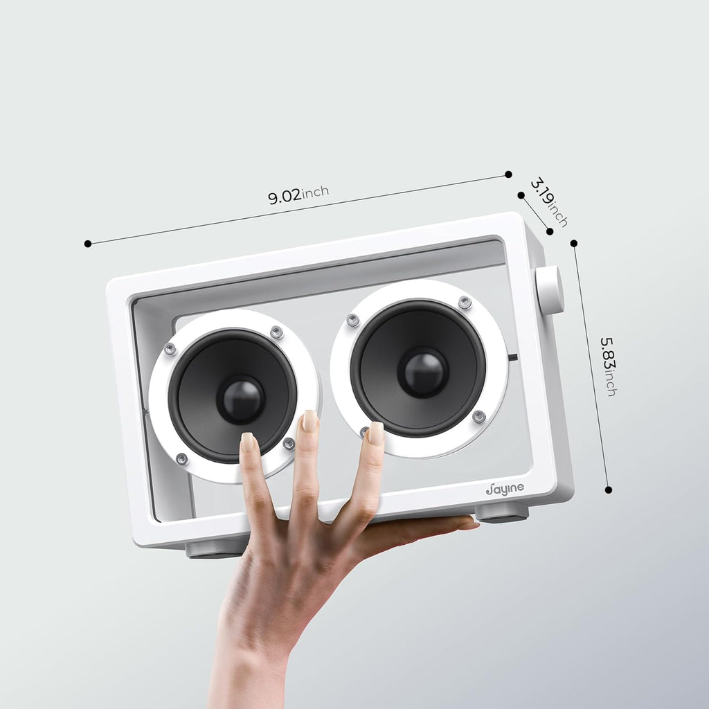See Through Minimalist Portable Bluetooth Speaker | 16W Wireless & Wired With AUX, Loud, HD Powerful Sound and Wide Compatibility V5.3 for Indoor & Outdoor - White