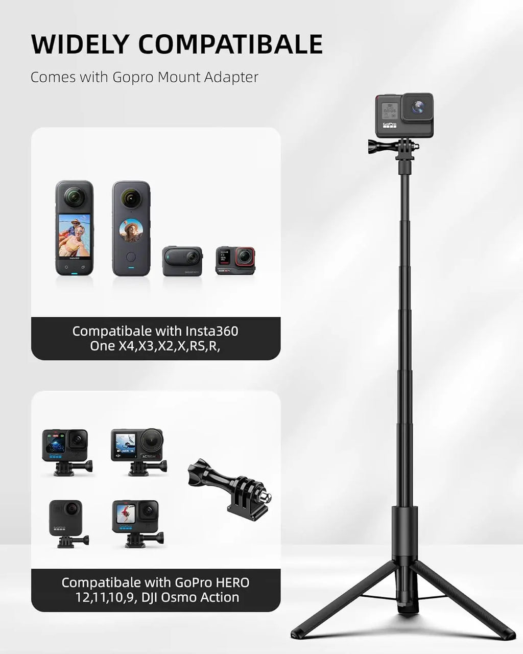 Insta360 2-in-1 Invisible Selfie Stick + Tripod For X5 X4 Ace /Ace Pro/Ace PRO 2/X3/X2/ONE RS/R/GO 3/GO 2 | Original Accessories