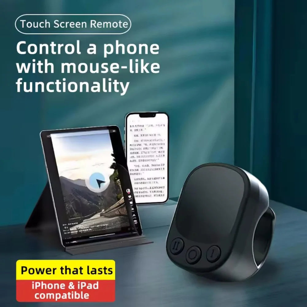 Mini Wireless Remote Ring with Touchpad Scrolling | Bluetooth Page Turner for iPhone, Android, iPad That Is USB Rechargeable