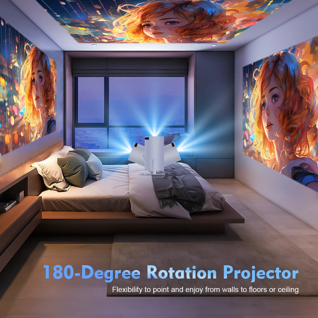 Projector HY300 Pro 8K | iPhone + Android Compatible, 14 Dual Wifi6, 290ANSI, H726, BT5.4, 1080P, 720P, Home Cinema + Outdoor Projetor