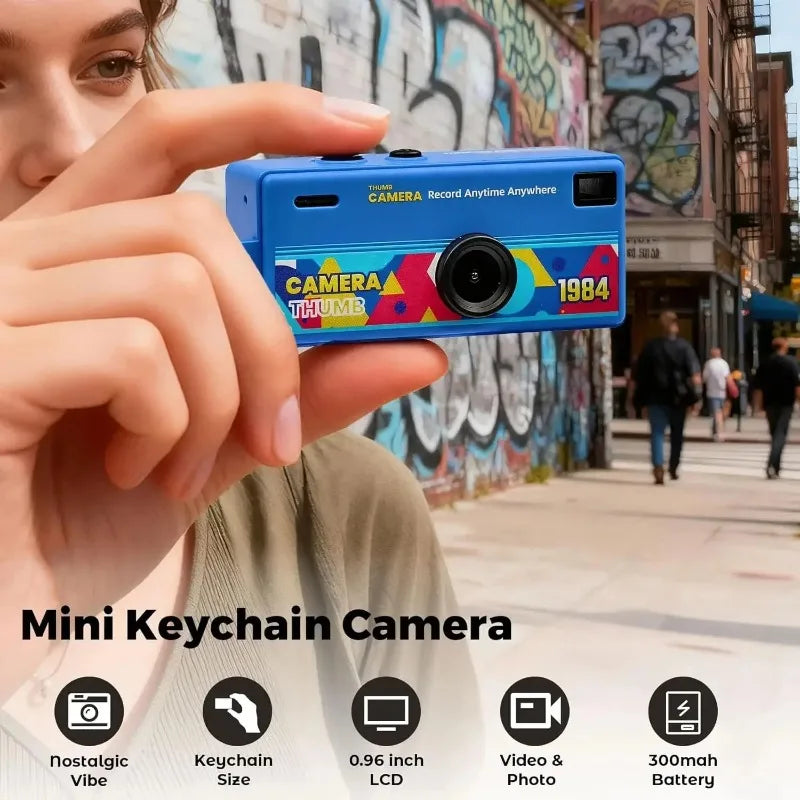Thumb Keychain Camera + Camcorder 0.96 Inch Retro | Mini Cameras With 720P And Audio + Video Recorder With Support Memory Card
