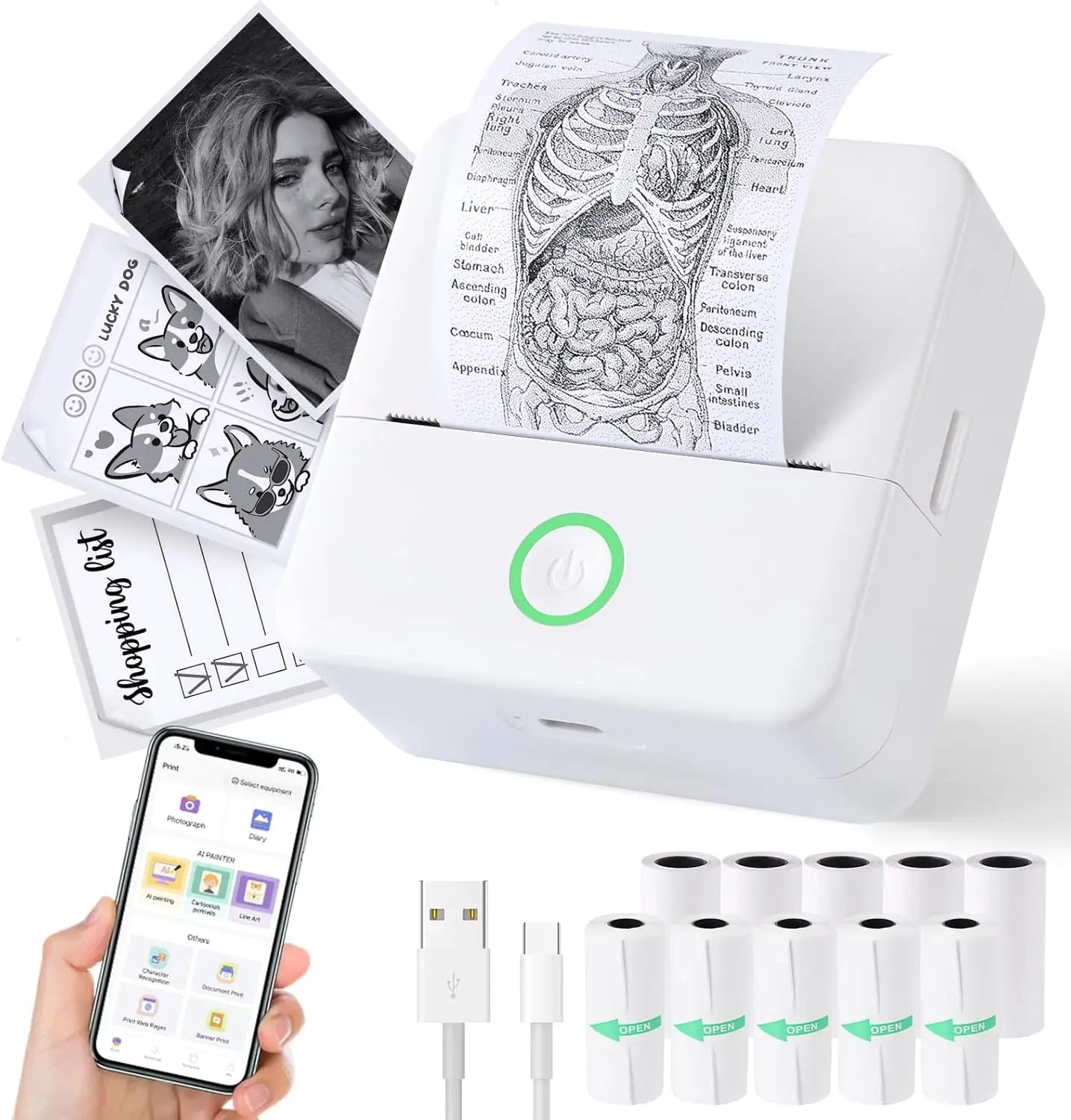 Thermal Mini Portable Printer | Inkless, Sticker Maker, App Pocket Printer for Bluetooth Devices