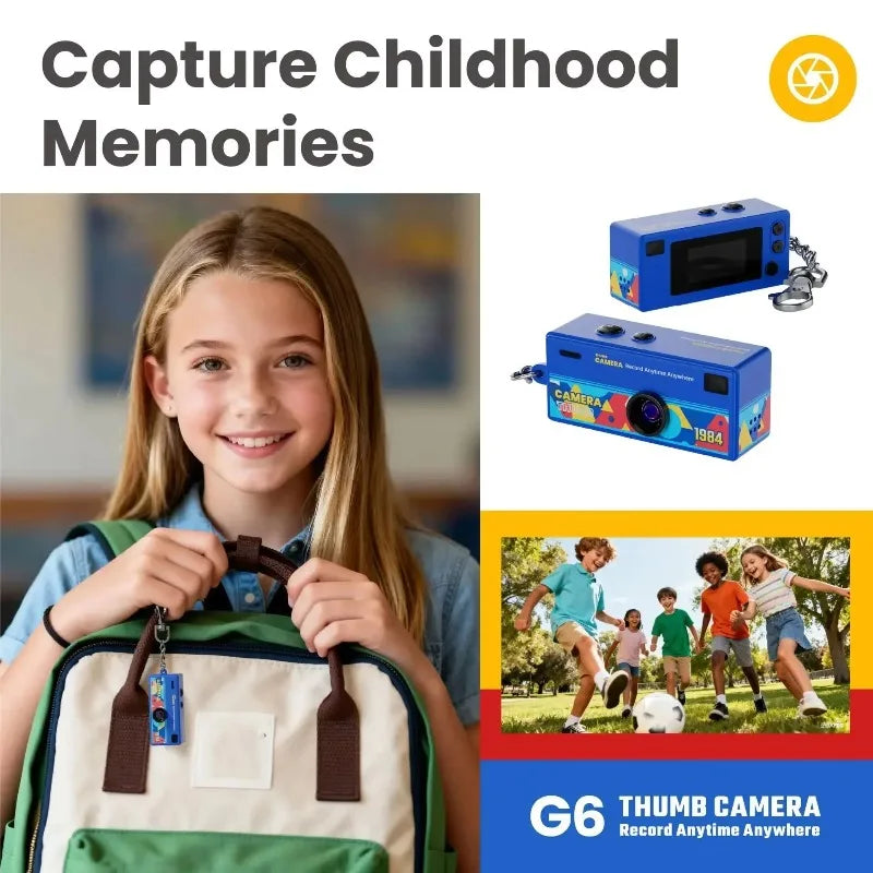 Thumb Keychain Camera + Camcorder 0.96 Inch Retro | Mini Cameras With 720P And Audio + Video Recorder With Support Memory Card