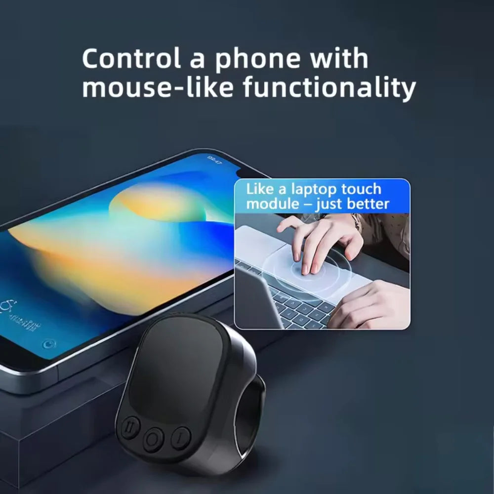Mini Wireless Remote Ring with Touchpad Scrolling | Bluetooth Page Turner for iPhone, Android, iPad That Is USB Rechargeable