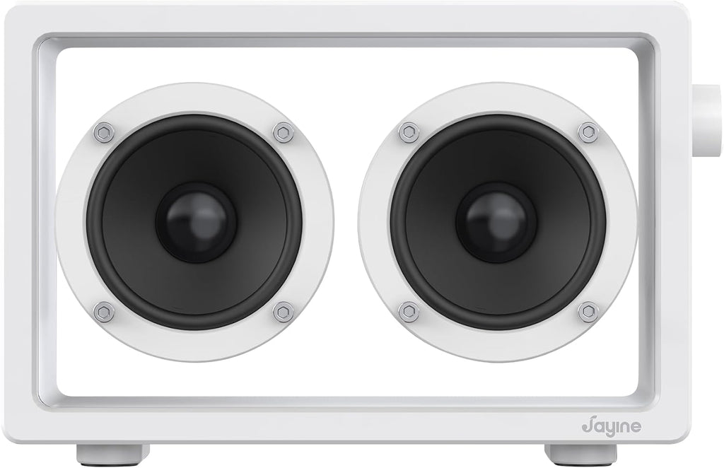 See Through Minimalist Portable Bluetooth Speaker | 16W Wireless & Wired With AUX, Loud, HD Powerful Sound and Wide Compatibility V5.3 for Indoor & Outdoor - White