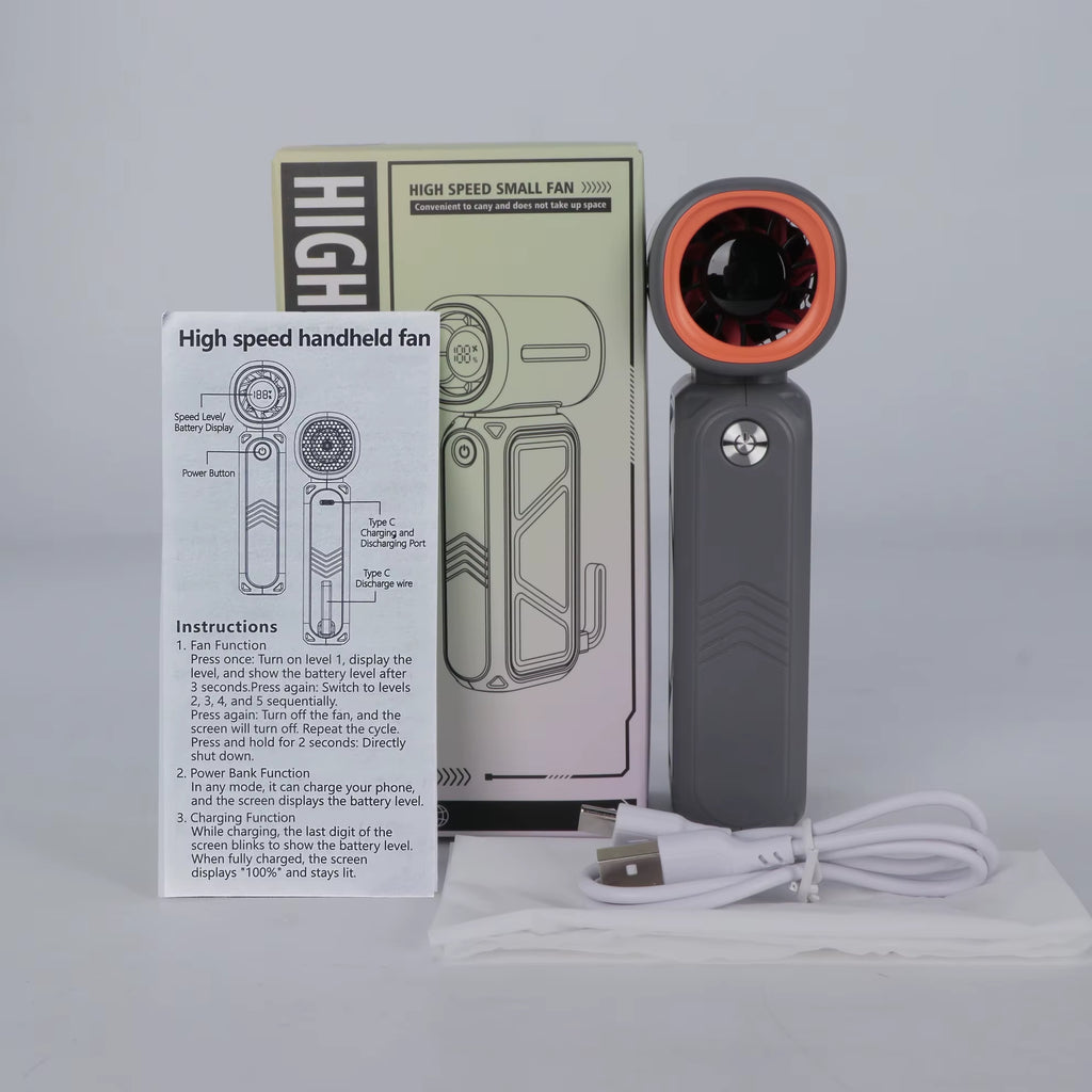 Portable Handheld Bladeless Fan With High Speed | Power Bank 8000Mah With Digital Display & USB Rechargeable