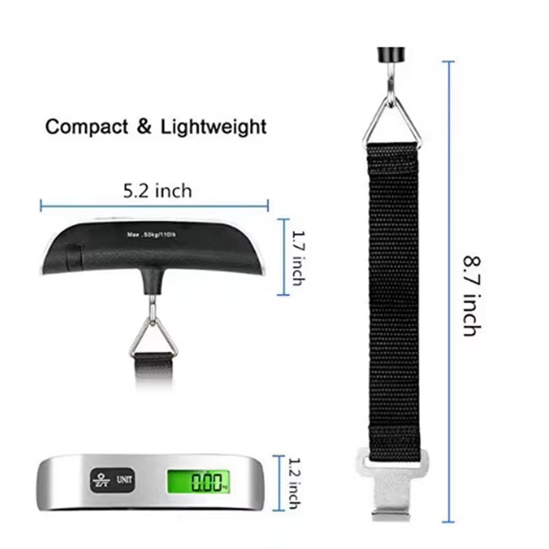 Portable Scale Digital With LCD Display | 110Lb/50Kg Maximum Payload For Measuring Luggage, Suitcases, Bags And More