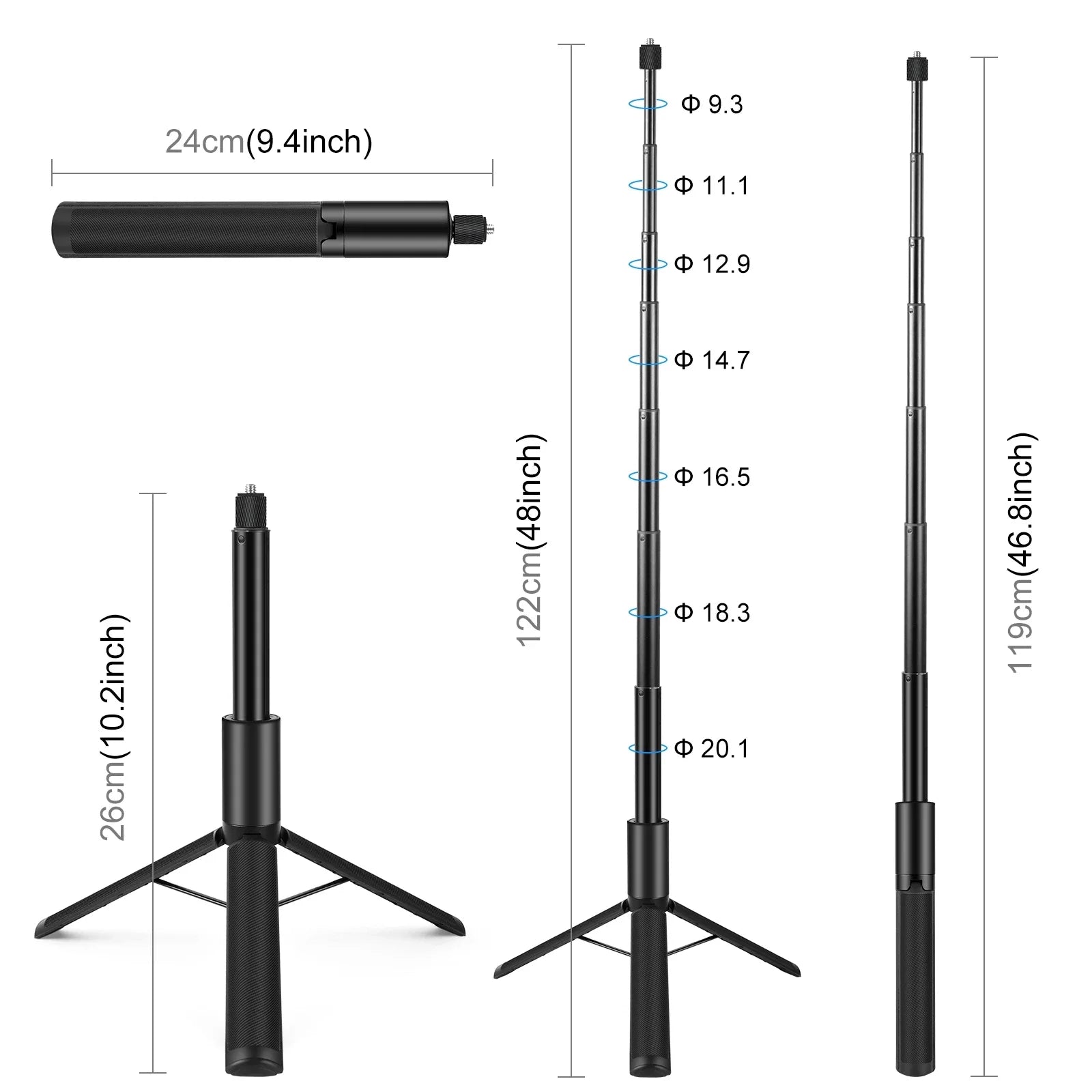 Insta360 2-in-1 Invisible Selfie Stick + Tripod For X5 X4 Ace /Ace Pro/Ace PRO 2/X3/X2/ONE RS/R/GO 3/GO 2 | Original Accessories