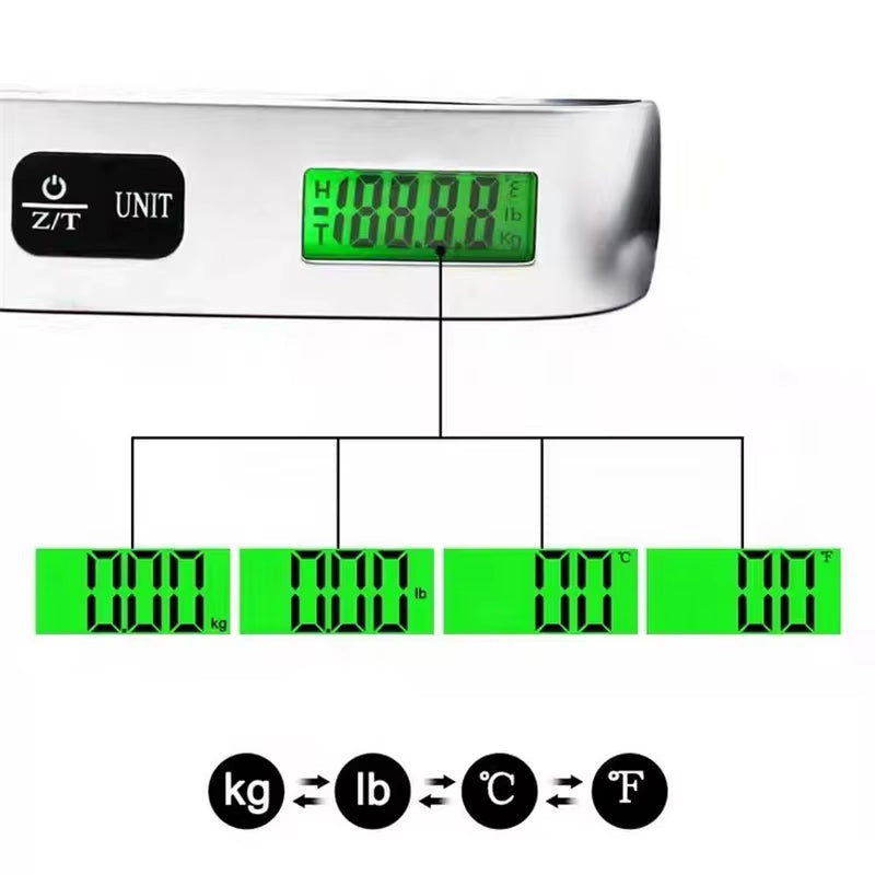 Portable Scale Digital With LCD Display | 110Lb/50Kg Maximum Payload For Measuring Luggage, Suitcases, Bags And More